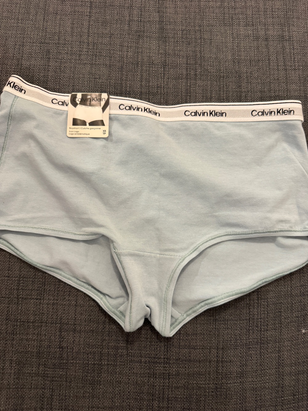 Calvin Klein Pastel Blue Cotton Boyshorts with Logo Waistband Boyshort XS